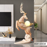 Modern Home TV Cabinet Decor Large Deer Floor Ornament for LivingRoom Luxury Abstract Standing Statue Sculpture Decorative Piece