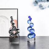 AOOKMIYA Glass Crafts Crystal Ball Abstract Geometric Crystal Sculpture Silver Ball Decorative Figurines Home Decoration Accessories