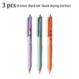 Deli 3/6/9pcs 0.5mm Black Ink Quick-drying Kawaii Gel Pen School Supplies Gift Office Supplies Signing Pens Stationery Cute Pens