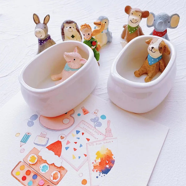 AOOKMIYA Ceramic Palette Wash Pen Holder Bathtub Pen Wash Cartoon Doll Pen Holder Decoration Painting Paint Plate Art Supplies