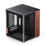 Good Quality JONSBO TK-0 Black ITX Computer CASE with Bent Glass and Walnut Veneer Hyperboloid Glass Design Desktop PC Case