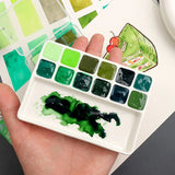 AOOKMIYA 12 Colors White Night Watercolor Paint Packed 0.5/1ML Green Series Artist Grade Plant Painting Portable Travel Art Supplies