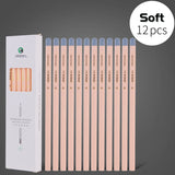 AOOKMIYA 6/12pcs Marie's Sketch Charcoal Pencils,Soft/Medium/Hard Lead with Colored Wooden Barrel for Drawing,Sketching,Shading & Blendin