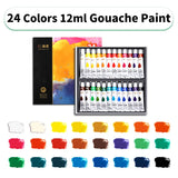 AOOKMIYA Gouache Paint Set,12/18/24/36 Colors 12ml/Tube,Great Value,Rich Vivid Colors,Strong Coverag for Canvas,Paper for Adult,Students