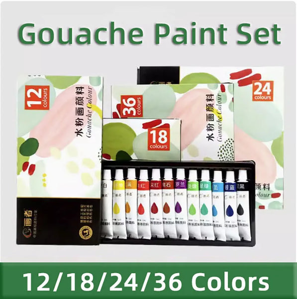 AOOKMIYA Gouache Paint Set,12/18/24/36 Colors 12ml/Tube,Great Value,Rich Vivid Colors,Strong Coverag for Canvas,Paper for Adult,Students