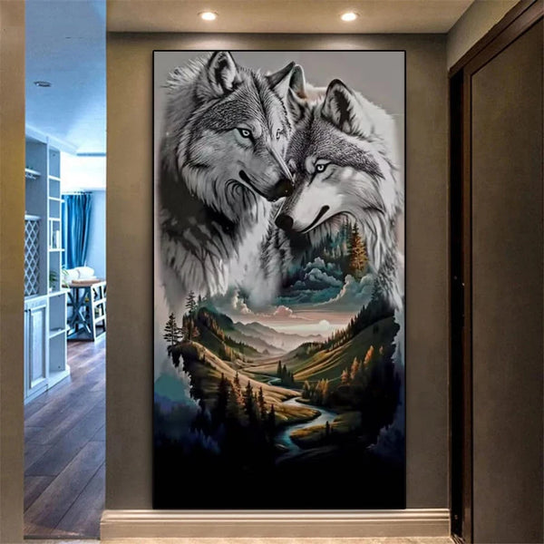 AOOKMIYA ART+ Creative Gifts Diamond Painting New 2025  Abstract Woman Face Animal Wolf Eagle Cross Stitch DIY 5D Diamond Mosaic Large Art Home Decoration