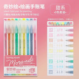 198/6 PCS Drawing Highlighter Morandi Gel Pen Student Diary Scrapbook Painting DIY Gel Pen Office School Supplies Stationery