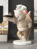 AOOKMIYA ART+ Creative Gifts Home Decor Bear Statue Tray Storage Rack Nordic Style Living Room Large Floor Art Ornaments Housewarming Gift Interior Figurines