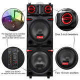 9000W Bluetooth Speaker Dual 10" Woofer Rechargable For Party FM Karaok DJ AUX Heavy Bass Sound System Speaker Led Light w/Mic