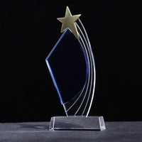 AOOKMIYA Customized Transparent Crystal Trophy, Five-Star, Creative Awards Ceremony, Competition Event, Craft Gift, Home Decorations, 1Pc