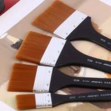 AOOKMIYA 1pc Marie's Nylon Flat Brush with Wooden Handle 7 Different Sizes- Perfect for Applying Gesso, Acrylic, Oil, Gouache, DIY Paint
