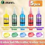 AOOKMIYA 5pcs Marie's Metallic Acrylic Paint Set, Rich Colorful Pearlescent Pigments for Gloss Shimmer Craft, DIY, Rock Design