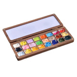 Wooden Pigment Box Magnetic Box Cover 24 Grid Watercolor Color Mixing Box Good Storage Carry It with You When Traveling