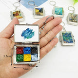 AOOKMIYA Empty Mini Watercolor Palette Portable Keychain Watercolor Iron Box 6 Grid 0.5ML Student Travel Sketch Art Supplies
