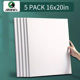 AOOKMIYA Marie's 5 Pack 16x20 Large Size40x50cm Stretched Canvas Blank,Primed White Canvas for Acrylic,Oil,Tempera for Adults,Students