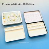 AOOKMIYA Watercolor Palette Ceramic 6/12 Grid Watercolor Palette Box Travel Portable Paint Tray Artist's Painting Art Supplies