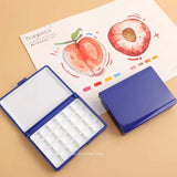 AOOKMIYA Empty Watercolor Paint Palette 12/24 Grid Watercolor Packaging Box Portable Paint Storage Box Travel Painting Art Supplies