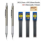 Mechanical Pencil Set 0.3 0.5 0.7 0.9 1.3 2.0mm Full Metal Art Drawing Painting Automatic Pencil Office School Supply Stationery