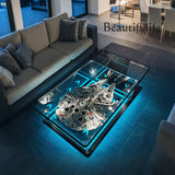 Modern simple living room home coffee table acrylic display box building block model dust cover advanced sense