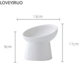 Creative Pet Bowls, Ceramic Oblique Mouth High footed Cats Food Tableware Protection Cat and Dog Bowl, Pet Supplies, 1Pc