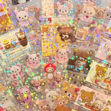 5sheets Rilakkuma Waterproof Cutting film sticker Hand account materials Water cup Desktop decoration children DIY Card stickers