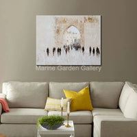 AOOKMIYA ART+ Creative Gifts Large Jewish Kotel Canvas Art Hand Painted Textured Oil Painting Abstract Jerusalem Landscape Artwork for Family Room Decor Gift
