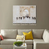 AOOKMIYA ART+ Creative Gifts Large Jewish Kotel Canvas Art Hand Painted Textured Oil Painting Abstract Jerusalem Landscape Artwork for Family Room Decor Gift