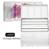Empty Metal Watercolor Tin Palette Boxes with 14/26/52pcs Detachable Half-Pans Design for DIY and Travel Use(Small/Medium/Large）