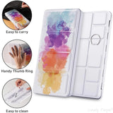 Metal Water Color Tin Box with 52 Empty Half Pans and Fold-out Mixing Painting Tray-Portable Travel Watercolor Palette