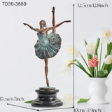 Bronze Ballet Dancer Sculptures Female Bronze Statue Ballerina Figurine Elegant Ballerinas Ornament Crafts For Home Decor Gift