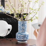 Classical Blue and White Porcelain Vase Flower and Bird Patterns Storage Jar Table Decoration Flower Arrangement Plant Pots