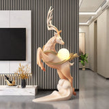 Modern Home TV Cabinet Decor Large Deer Floor Ornament for LivingRoom Luxury Abstract Standing Statue Sculpture Decorative Piece