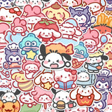 100pcs Cute Cartoon Sanrio Stickers My Melody Kuromi Handbag Decoration Stickers Cinnamoroll Children's Gift Sticker Bag