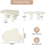 39.3" White Cloud Coffee Table, Modern Irregular Center Tea Table with 4 Legs for Living Room (White, 39.3 inch)