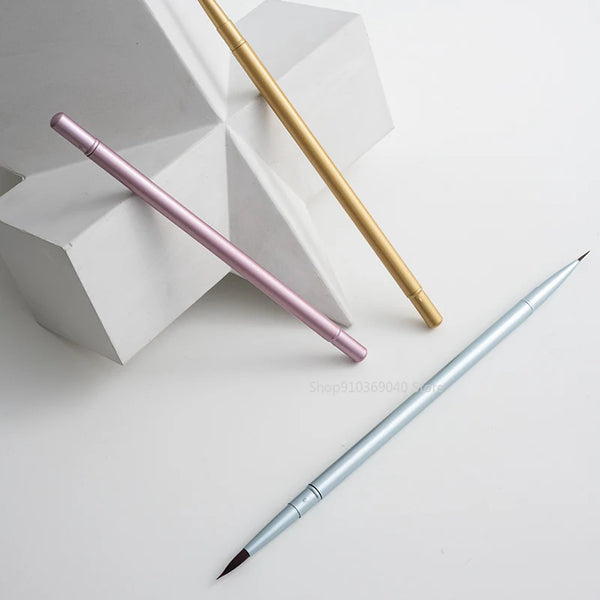 AOOKMIYA Portable Double-headed Nylon Paint Brush Round Head Lacquered Metal Rod Watercolor Brush Travel Painting Student Art Supplies