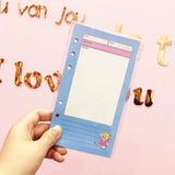 A6 Notebook Inside page 6 Ring Journal Spiral Replacement Journal Cute Note Book Weekly Grid Blank Diary Paper free shipping