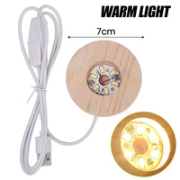 AOOKMIYA 1/4pcs Wooden LED Display Base Light Luminous USB Lamp Holder for Crystal Ball Glass Resin Art Ornament Stand Decor Kids Gifts