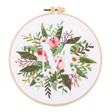 AOOKMIYA Floral Embroidery Kit for Beginner and Adults Cross Stitch Kits Embroidery Starter Kit with Initial Letter and Flower Pattern