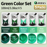 AOOKMIYA 5pcs Marie's Acrylic Paints Set, 100ml/3.38oz,Green Colors Drawing Pigments Kit for Models,Painting,Eggs for Artists, Adults