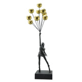 Modern Art 58CM Banksy Art Balloon Girl Statue Healing Flying Balloon Girl Sculpture Resin Craft Home Living Room Decor Gift