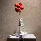 Modern Art 58CM Banksy Art Balloon Girl Statue Healing Flying Balloon Girl Sculpture Resin Craft Home Living Room Decor Gift