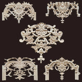 Wood Carved Long Onlay Applique Unpainted Frame Door Decal Working Carpenter Home Wedding Decoration Wood Figurines for Decor