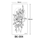 AOOKMIYA Waterproof Flower Temporary Tattoos for Women Black Floral Tattoo Stickers for Hand Arm Body Disposable Fake Tattoo Body Art