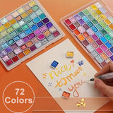 AOOKMIYA 20/24/60/72-Color Metal Watercolor Painting Set, New Portable Box With Sparkling Pearl Solid Watercolor Painting, Art Supplies