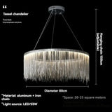 Nordic Postmodern Art Chandelier Creative Living Room Luxury Designer Tassel Round Dining Room Bedroom LED Decorative Lamps