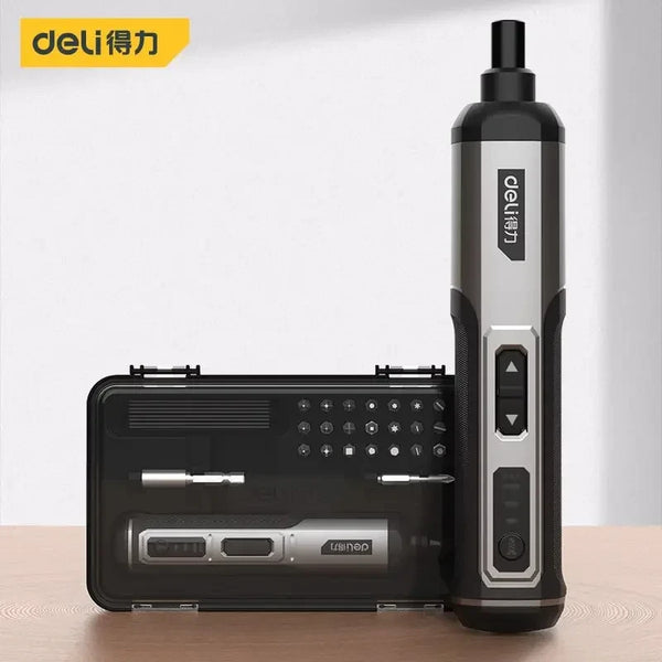 AOOKMIYA Deli Electric Screwdriver 3-Speed Large Torque Cordless 2000mAh Battery Drill 4V Power Tools Set Household Maintenance Repair