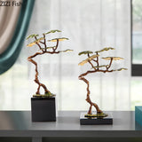 Creative Enamel Pine Tree Statue Desk Decoration Ornaments Metal Artwork Modern Crafts Pine Tree Sculpture Room Aesthetics Decor