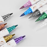 10Pcs Metal Colorful Double Head Nail Tattoo Pen, Beautiful Pen, Student Greeting Card, Handbooks Painting, Wholesale Stationery