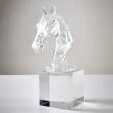 AOOKMIYA Glass Craft Clear Horse Head Artificial Animal Sculpture Crystal Horse Statue Decorative Figurines Room Decoration Accessories