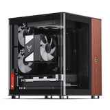 Good Quality JONSBO TK-0 Black ITX Computer CASE with Bent Glass and Walnut Veneer Hyperboloid Glass Design Desktop PC Case